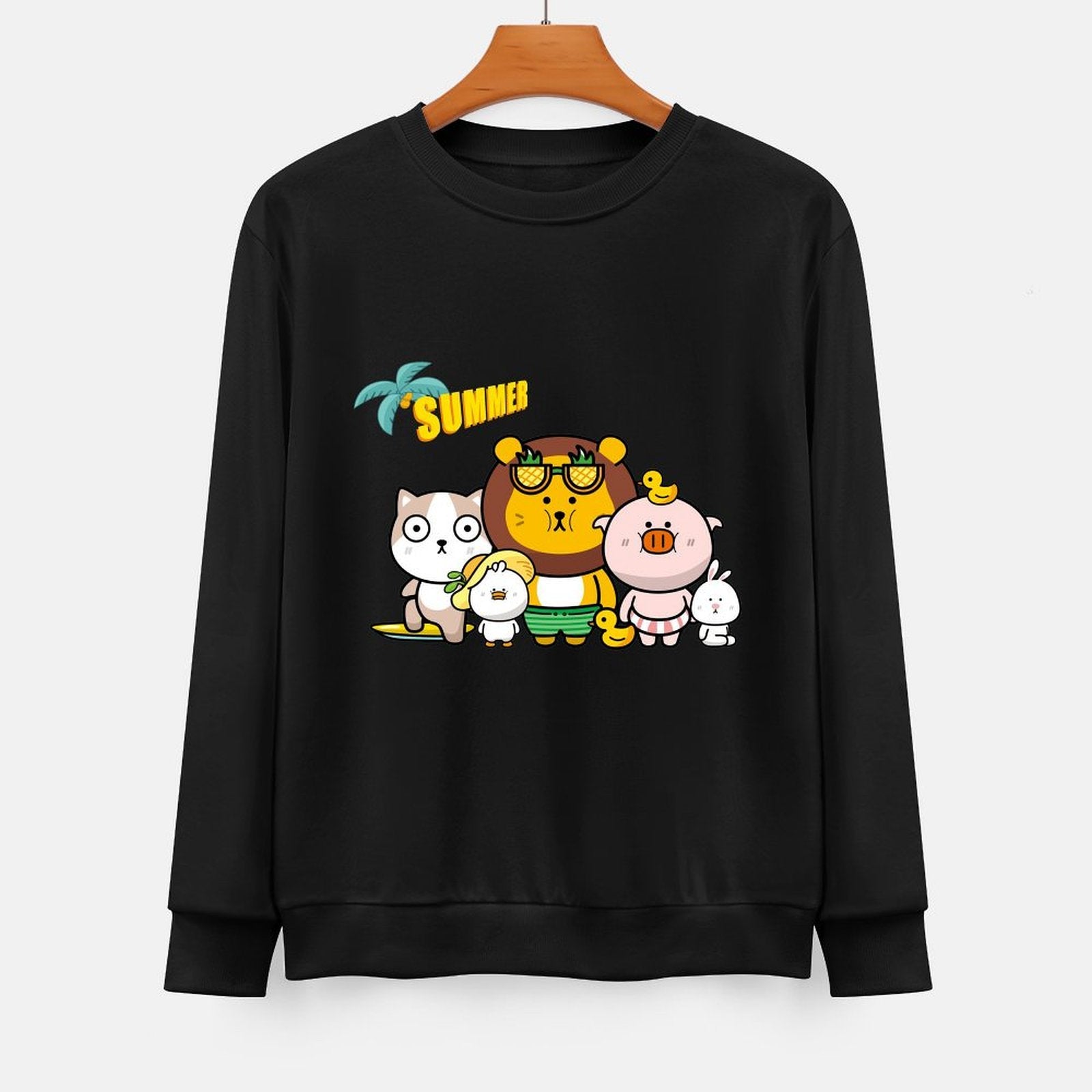 Front Patterned Long Sleeve TopMinimal Crewneck